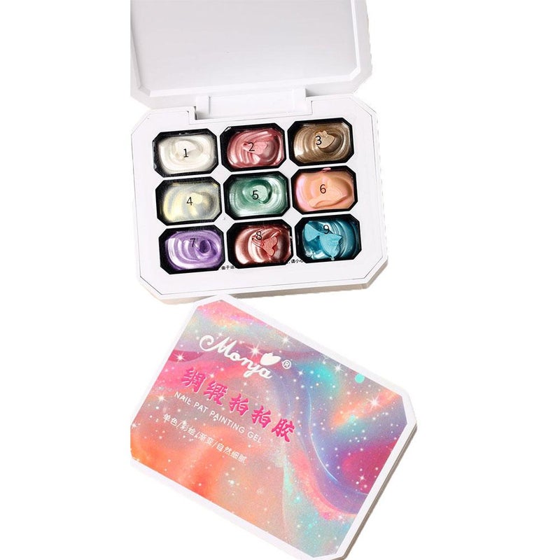 New 9-grid nail art design with patting gel, solid color blush 2025, saturated gradient, no-rinse.